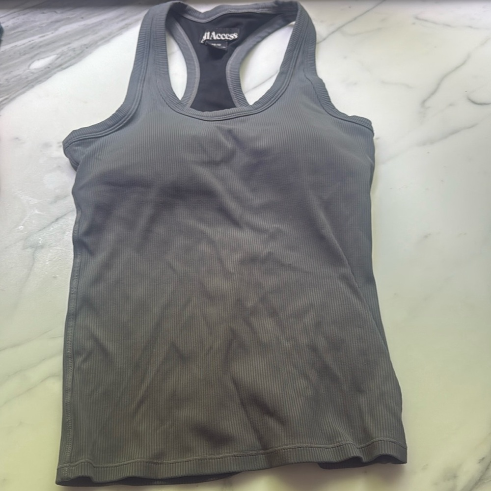 Bandier All Access Grey Ribbed Tank Top